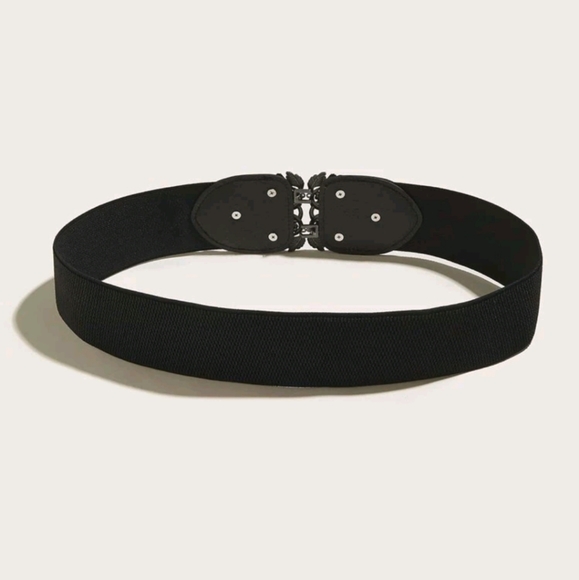 Plus Black Vintage floral buckle corset boho elastic wide steampunk waist belt - Picture 4 of 6